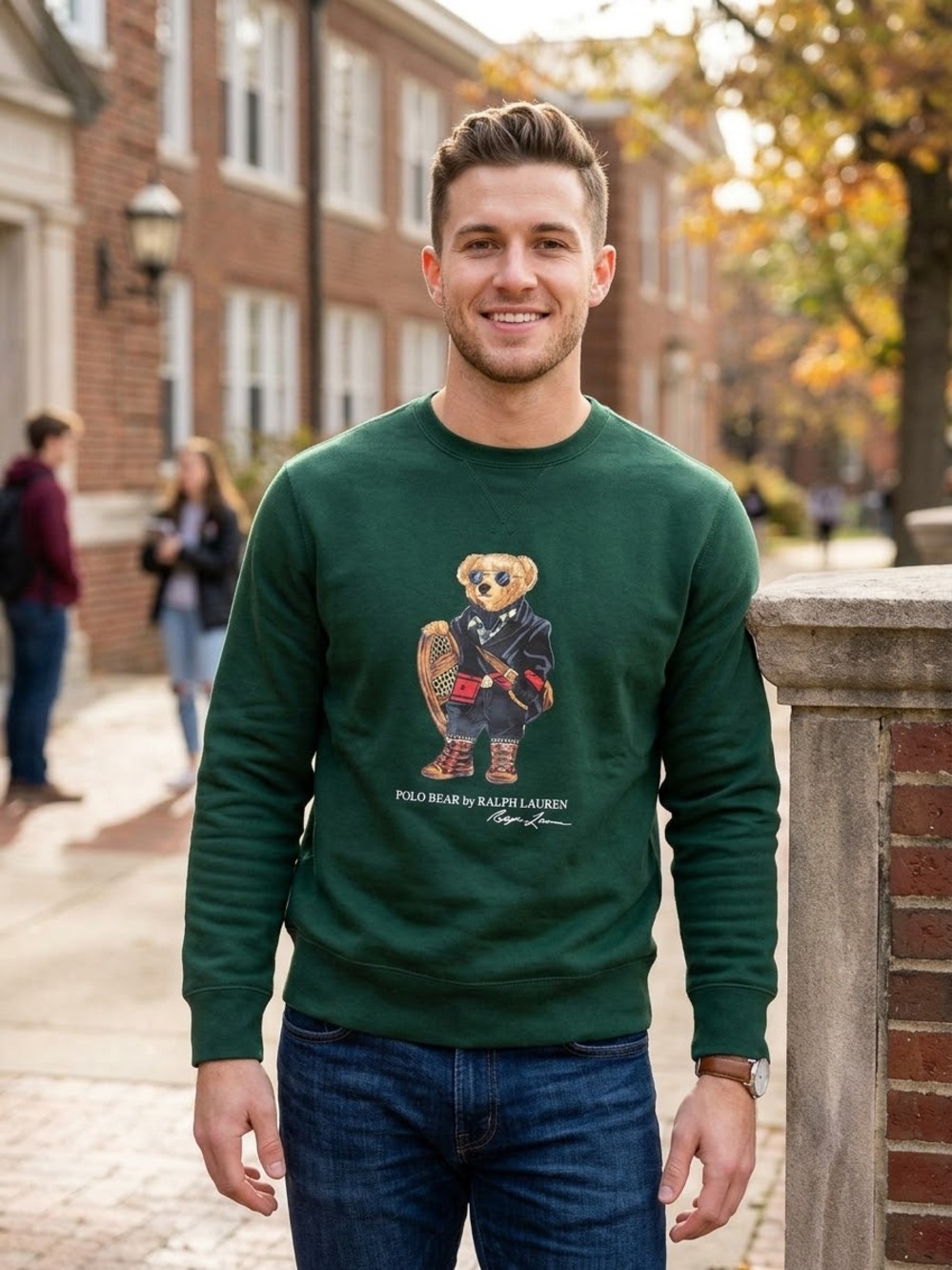 NWT Polo Ralph Lauren Men's Green Fleece Polo Bear Sweatshirt – Size M